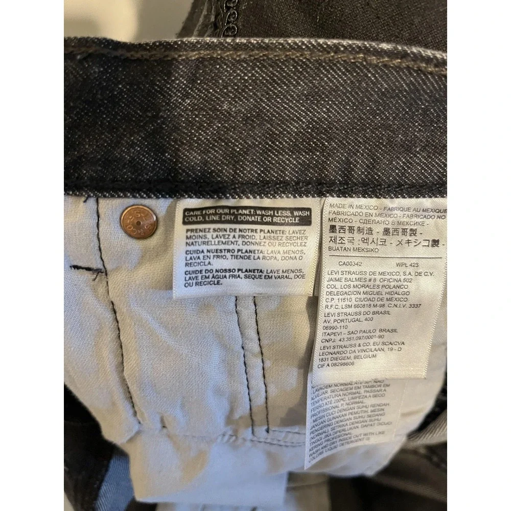 Levi's 501‎ Jeans Mens 32x32 Black Straight Leg Distressed Button Fly Denim